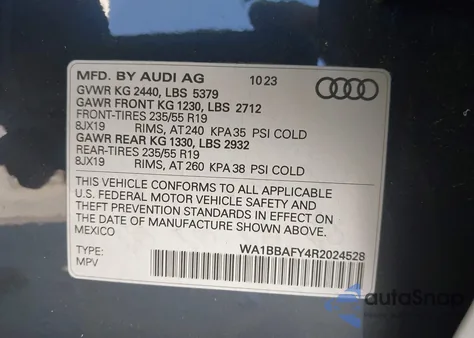 2024 Audi Q5 Premium Plus 40 Tfsi Quattro S Tronic из США, поврежденный, VIN WA1BBAFY4R2024528